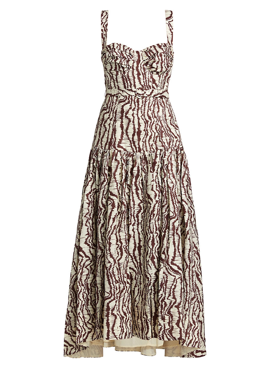 Women's Drenica Drop-Waist Linen Midi-Dress - Abstract Animal - Size 0 | Saks Fifth Avenue