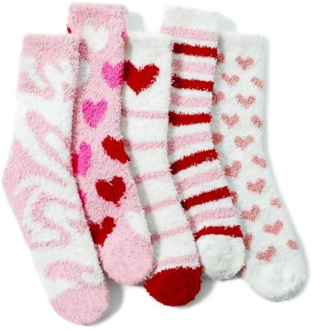 Fuzzy Socks,Cozy Socks for Women Soft Pink Fluffy Slipper Socks for Mom Wife Girlfriend Valentine... | Amazon (US)