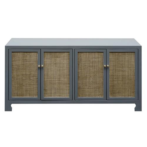 Erwin Coastal Beach Natural Woven Cane Doors Grey Wood Sideboard | Kathy Kuo Home