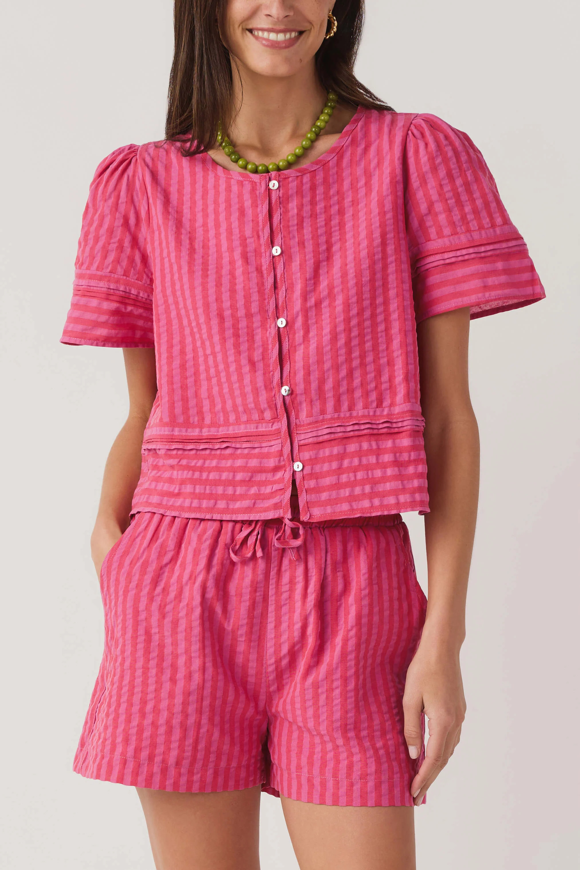 &Merci Striped Short Set | Social Threads