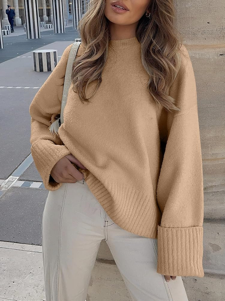 ANRABESS Women's Oversized Sweaters 2025 Long Sleeve Fuzzy Knit Casual Chunky Pullover Sweater Fa... | Amazon (US)