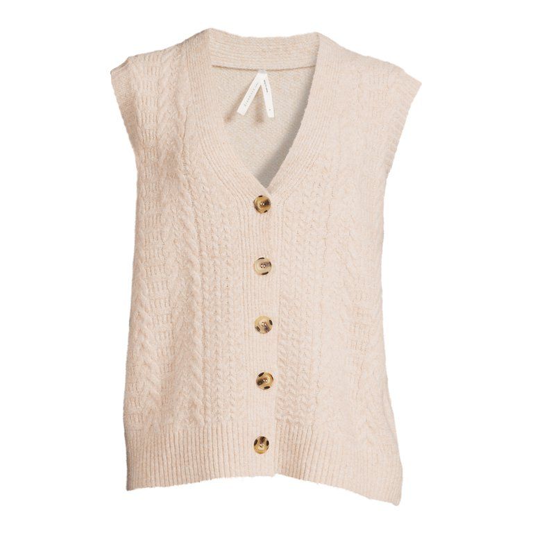 Dreamers by Debut Womens V Cut Cable Knit Sleeveless Sweater Vest | Walmart (US)