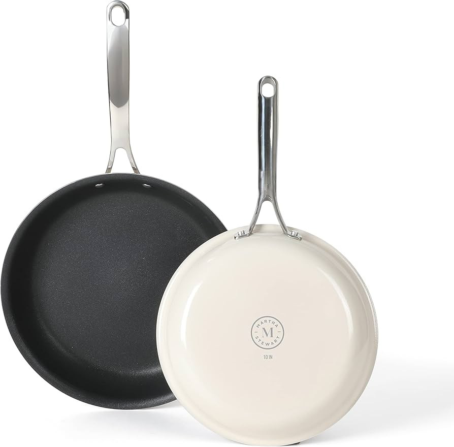 MARTHA STEWART Lockton 2 Piece 10" & 12" Heavy Gauge Aluminum Premium Nonstick Fry Pan Set - Line... | Amazon (US)