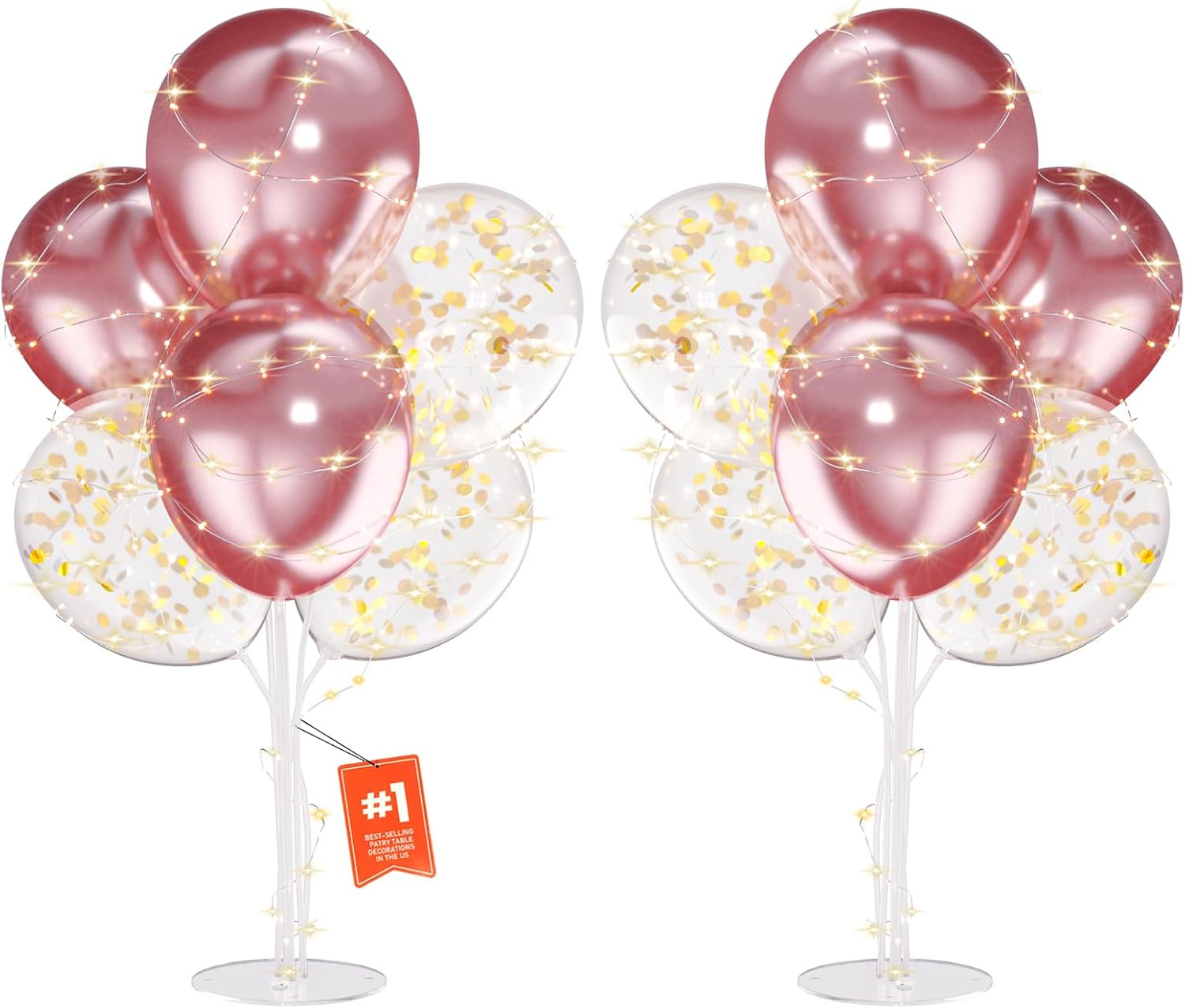 2Set Pink Balloons Stand,Balloons Stands for Table,Pink Balloons Centerpieces for Tables for Birthday,Baby Shower,Wedding,Anniversary Table Party Decorations.（With light string） | Amazon (US)