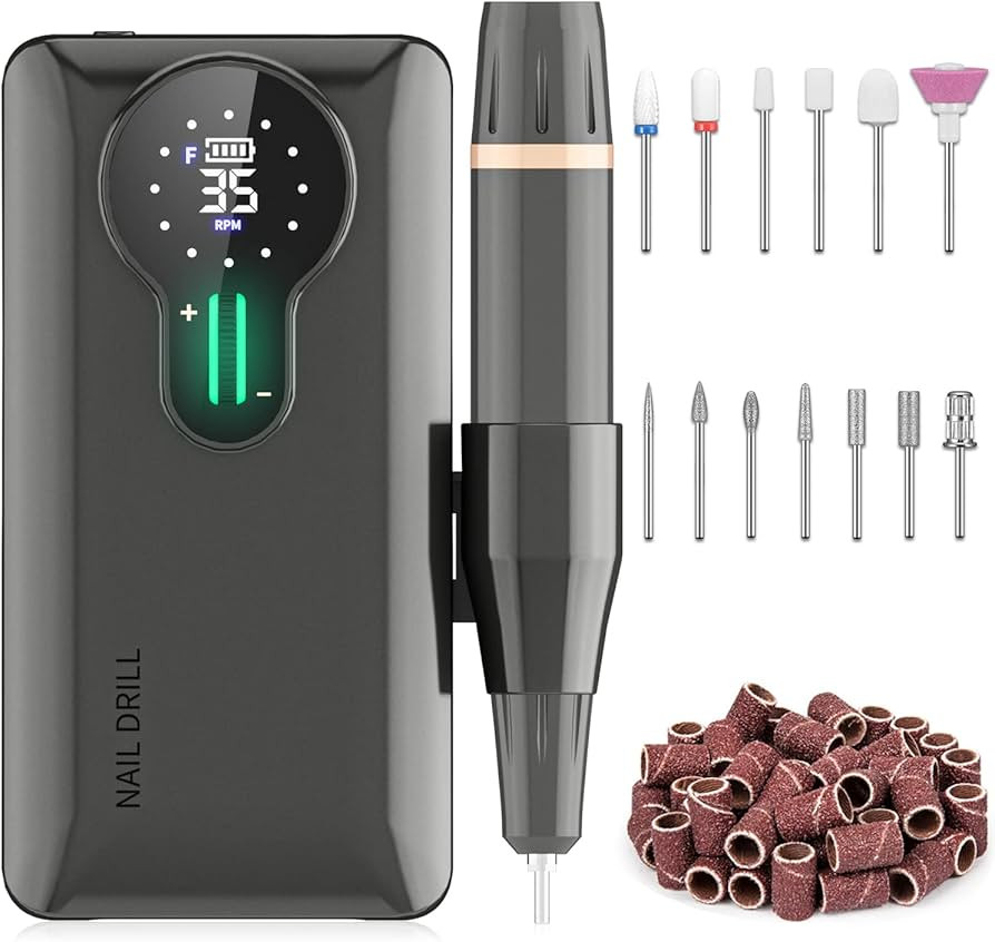 ENGERWALL 35,000 RPM Rechargeable Nail Drill, Portable Cordless Electric Nail File for Acrylic an... | Amazon (UK)