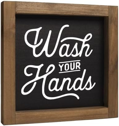 Bathroom Signs Decor, Wash Your Hands Sign, Wooden Bathroom Wall Art, Rustic Shelf Home Decoratio... | Amazon (US)
