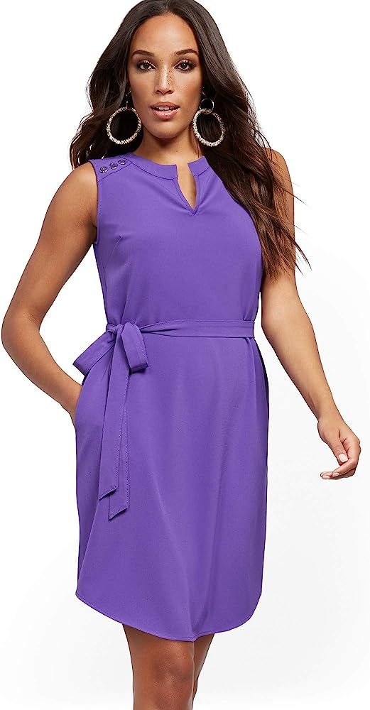 New York & Co. Women's Button-Accent Belted Shirtdress | Amazon (US)