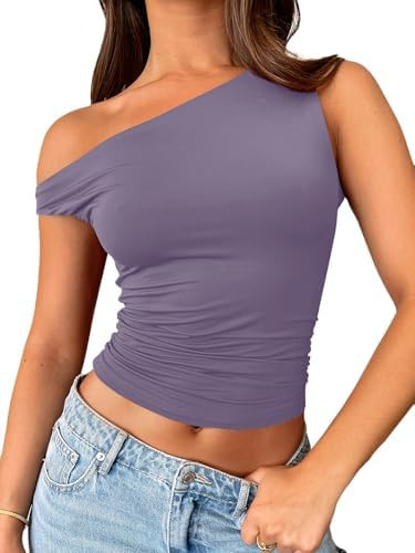 Trendy Queen Women's Off The Shoulder Tank Top, Sleeveless Stretchy Going Out Crop Top, Y2K Fashi... | Amazon (US)