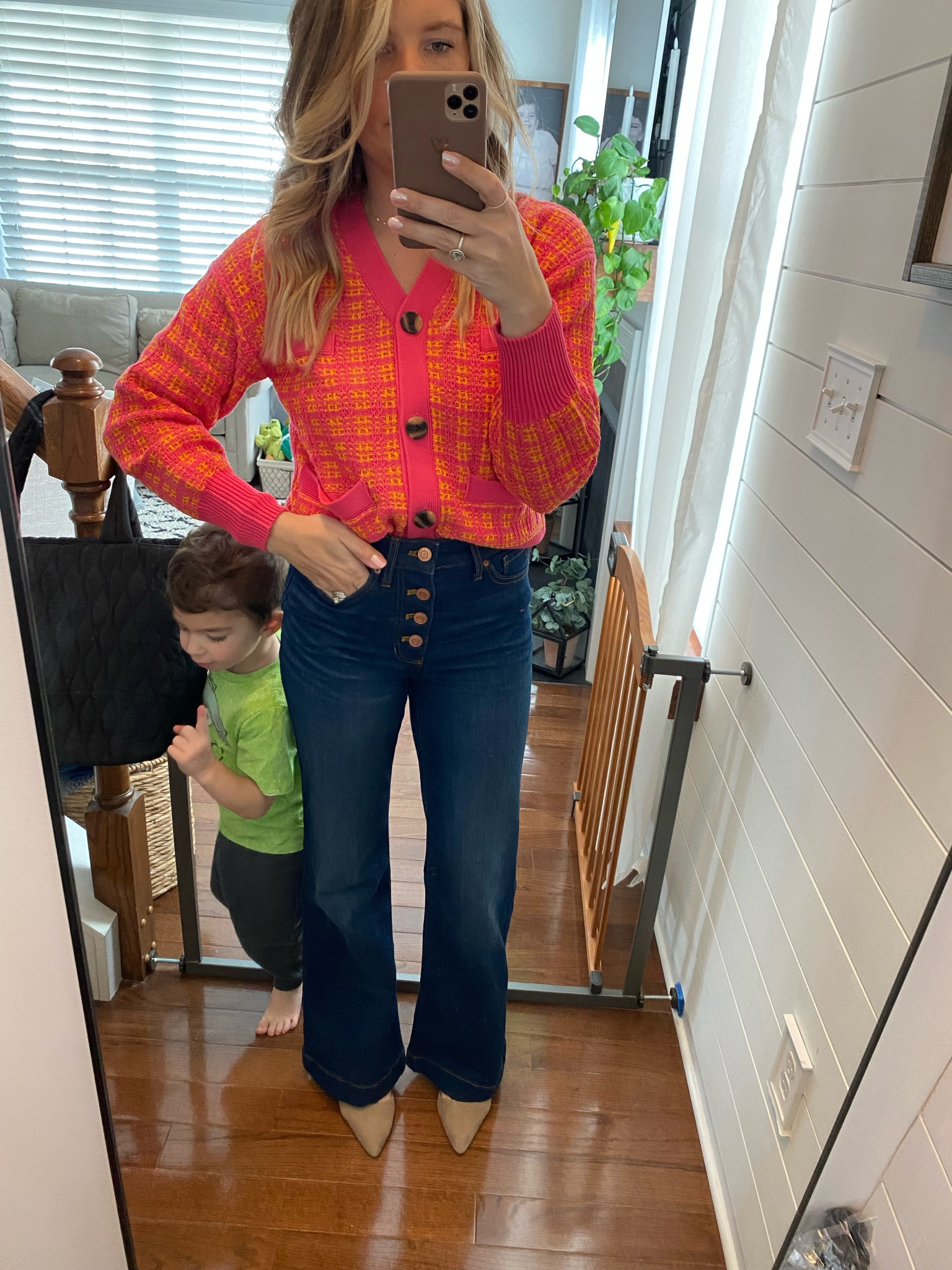 Walmart try on! 
The prettiest cardigan for spring! Looks such high quality! 
Wearing size small. 
Denim size 0


#LTKfamily #LTKunder50 #LTKstyletip