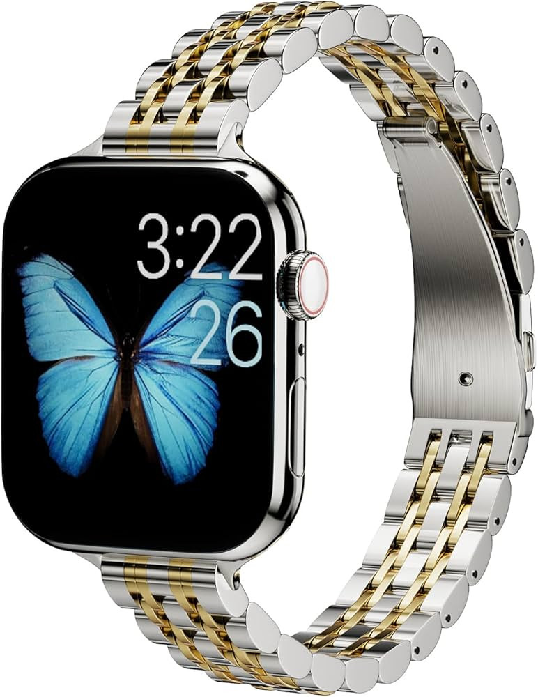 ARTCHE Slim Watch Strap for Apple Watch Straps 42mm 41mm 40mm 38mm, Female Thin Stainless Steel A... | Amazon (UK)