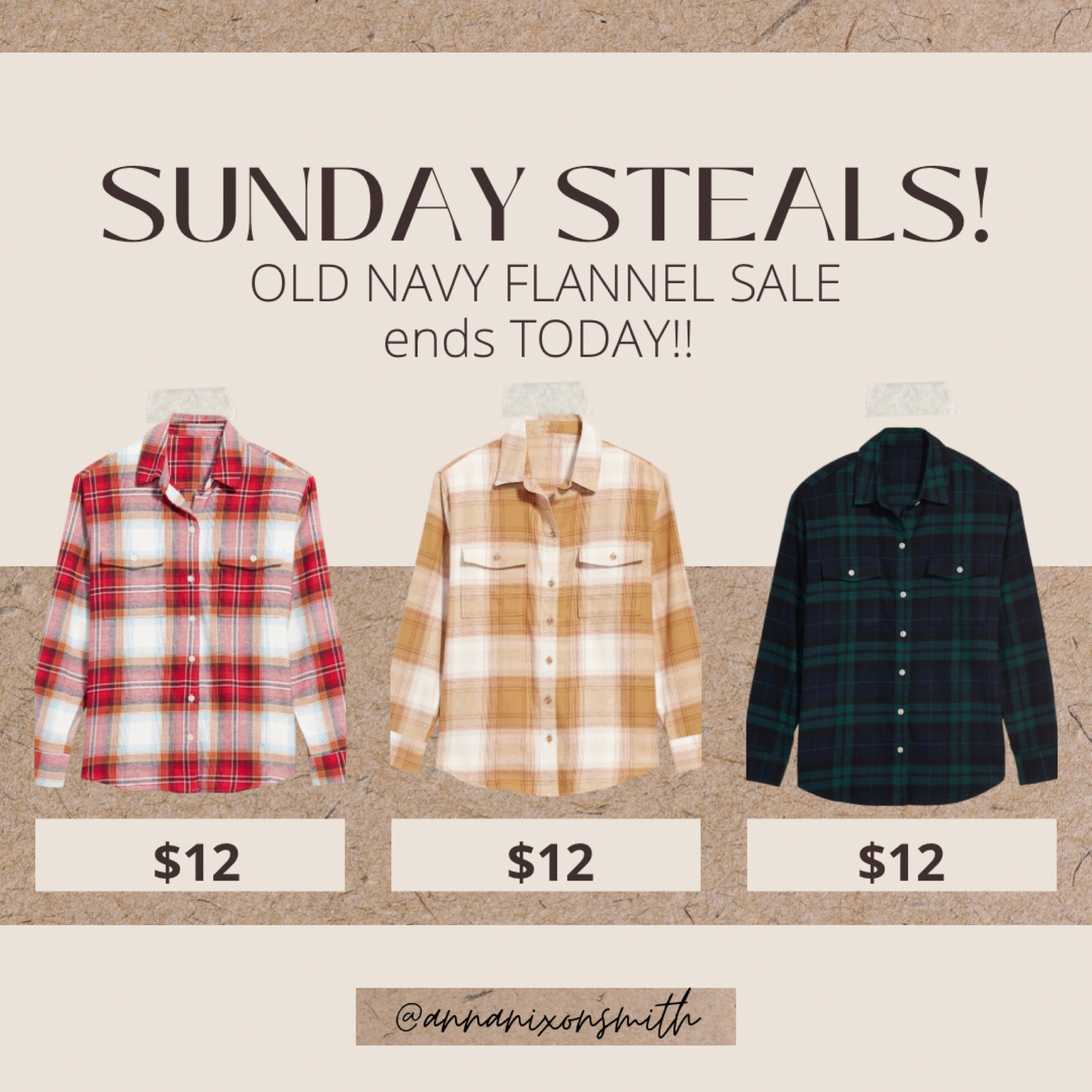 SUNDAY STEALS! - $12 Flannels @ Old Navy! 🤩
SALE ENDS TODAY 11/20. 
#flannel #sale #deals 

#LTKsalealert #LTKGiftGuide #LTKHoliday
