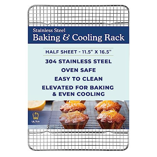 Ultra Cuisine Heavy Duty Cooling Rack for Cooking and Baking - Professional Grade Premium100% Stainless Steel Baking Rack & Wire Cooling Mesh for Roasting & Grilling - Dishwasher Safe - 11.5" x 16.5" | Amazon (US)