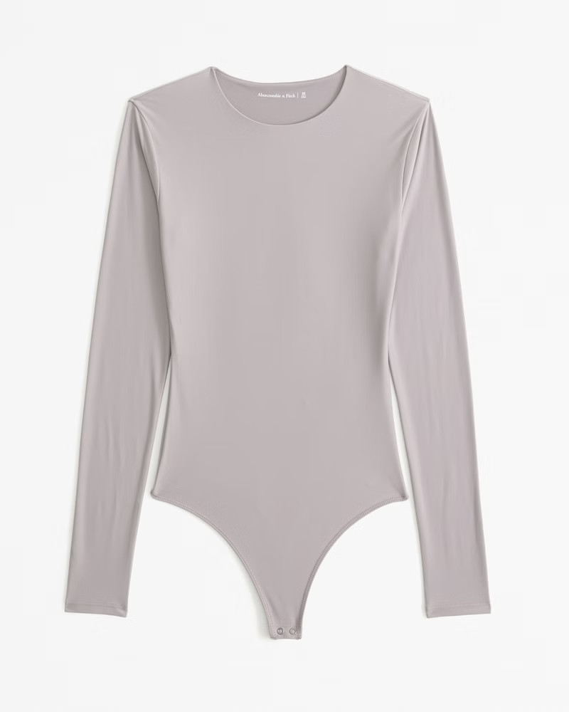 Abercrombie & Fitch Women's Soft Matte Seamless Long-Sleeve Crew Bodysuit in Grey - Size L | Abercrombie & Fitch (US)