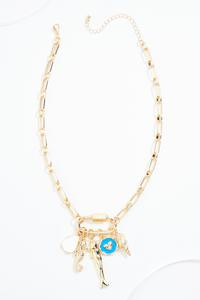 Cato Fashions | Cato Gold Carabiner Tropical Charm Necklace | Cato Fashions