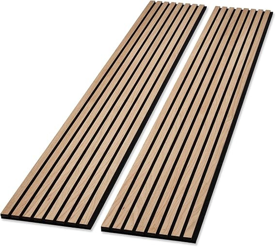 SLATPANEL Two Acoustic Wood Wall Veneer Slat Panels - Natural Oak | 94.49” x 12.6” Each | Sou... | Amazon (US)