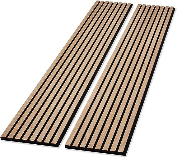 SLATPANEL Two Acoustic Wood Wall Veneer Slat Panels - Natural Oak | 94.49” x 12.6” Each | Sou... | Amazon (US)