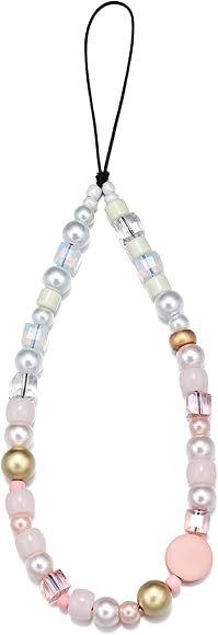 S.J JEWELRY Beaded Phone Charm Colorful Phone Lanyard Crystal Pearl Phone Strap Handmade Phone Wr... | Amazon (US)