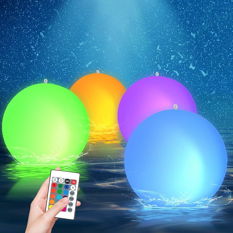 Bud K Solar Floating Ball Pool Lights 4 Pack, 14 inch Floating Pool Lights Solar Powered w/ 16 Li... | Amazon (US)