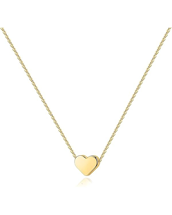 PAVOI 14K Gold Plated Cubic Zirconia Heart Necklace | Cute Dainty Love Pendant Necklaces for Wome... | Amazon (US)