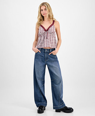 Tinseltown Juniors' Wide Barrel-Leg Jeans - Macy's | Macy's