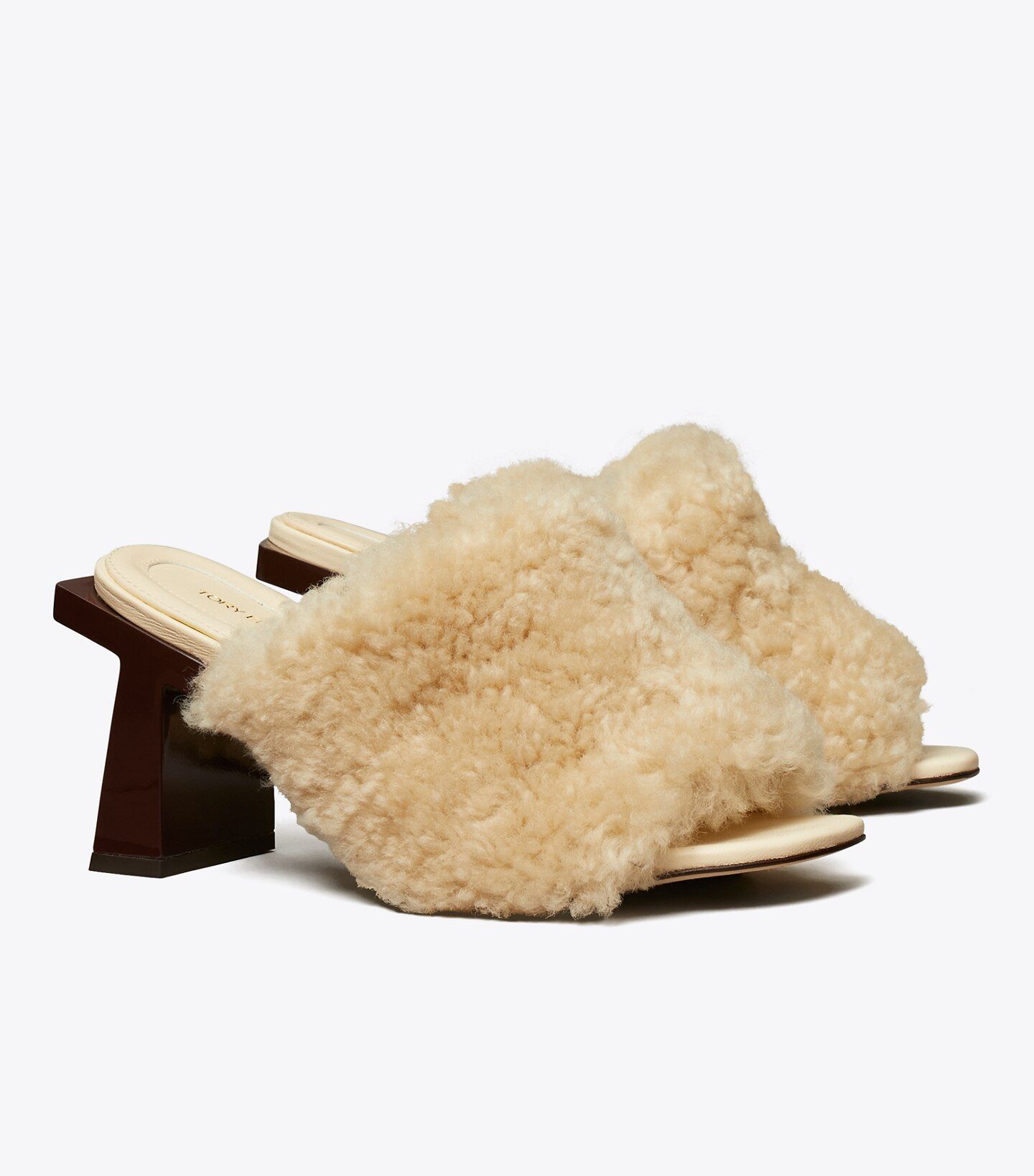 Block T Heel Shearling Mule : Women's Designer Sandals | Tory Burch | Tory Burch (US)