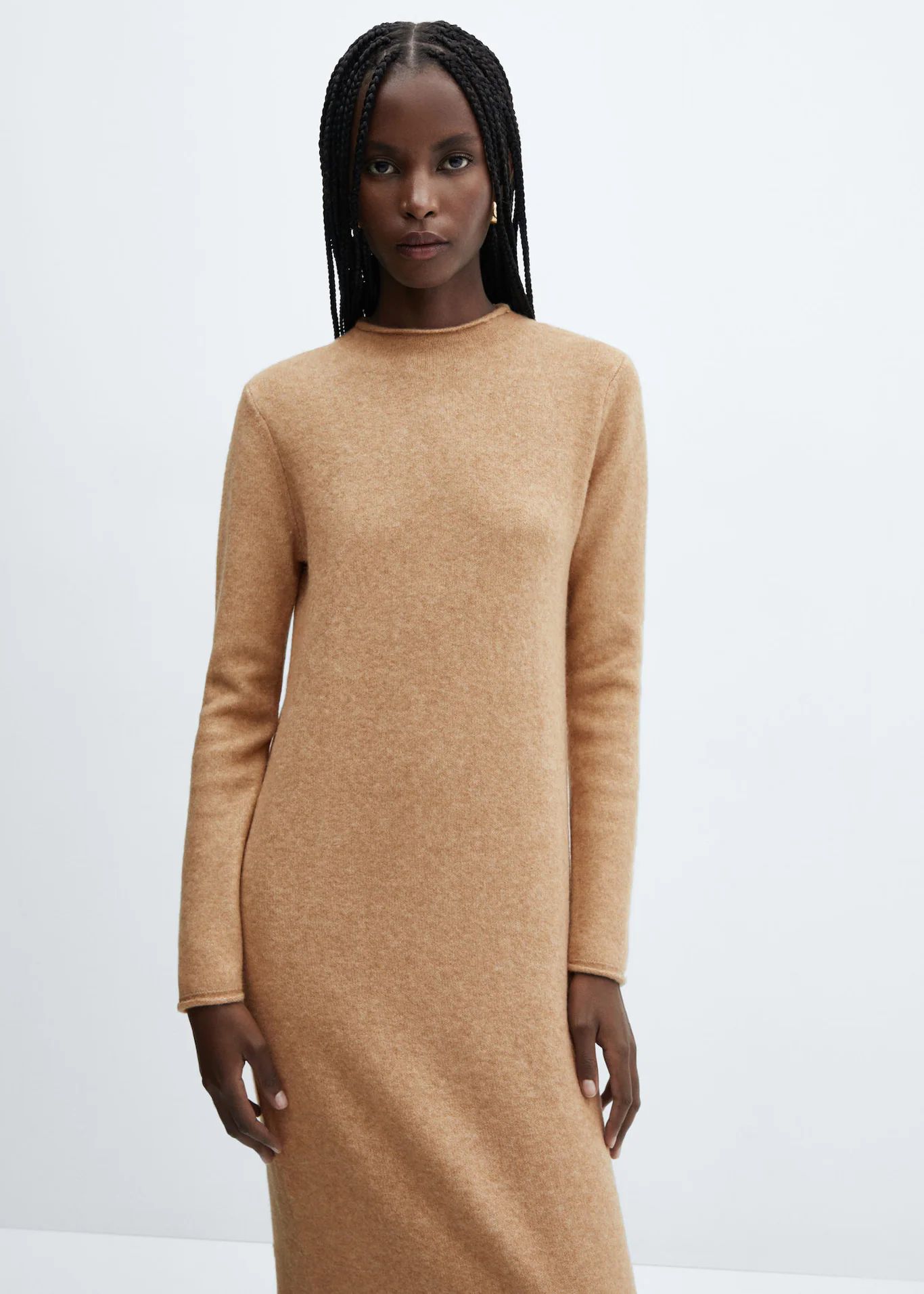 Knitted perkins neck dress -  Women | Mango USA | MANGO (US)