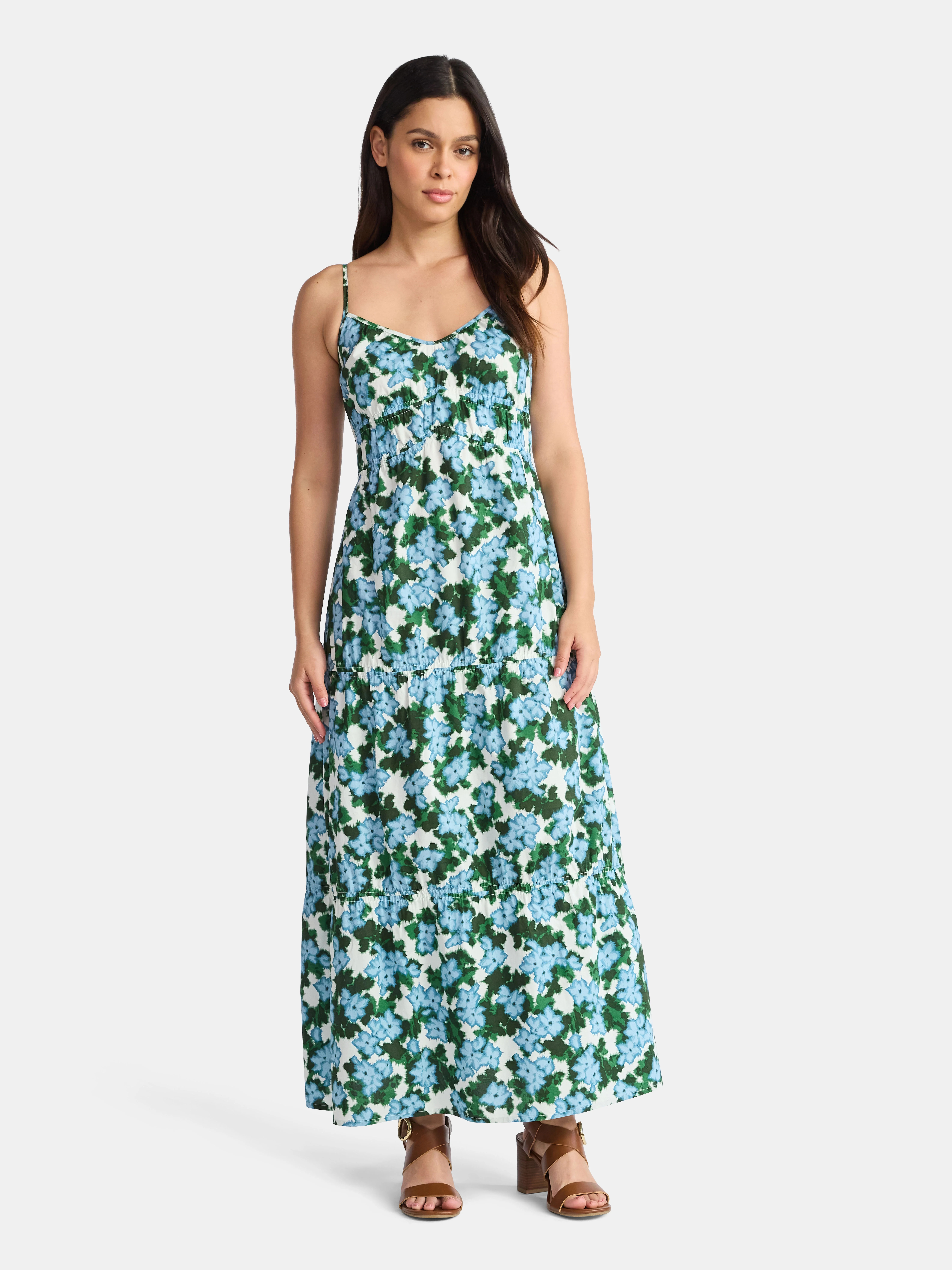 Time and Tru Women's Strappy Cotton Maxi Dress, Sizes XS-XXXL | Walmart (US)