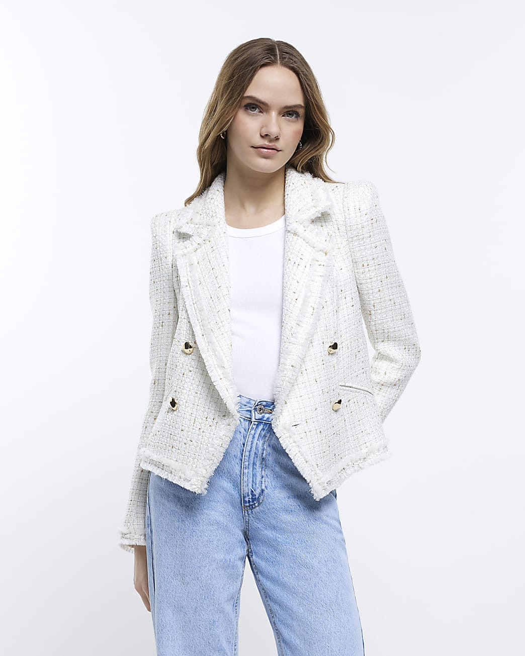 River Island Womens Cream Boucle Jacket | River Island (UK & IE)