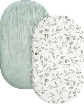 Konssy 2 Pack Muslin Fitted Bassinet Sheets for Baby Girl Boy, Soft Breathable Baby Bassinet Shee... | Amazon (US)