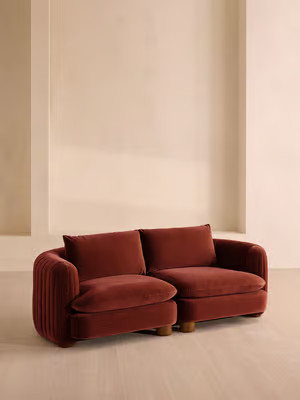 Vivienne Deeper Sit Sectional Sofa, Three Seater, Velvet Rust US | Soho Home Ltd