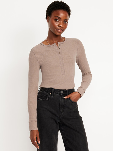 Fitted Plush Henley T-Shirt | Old Navy (US)