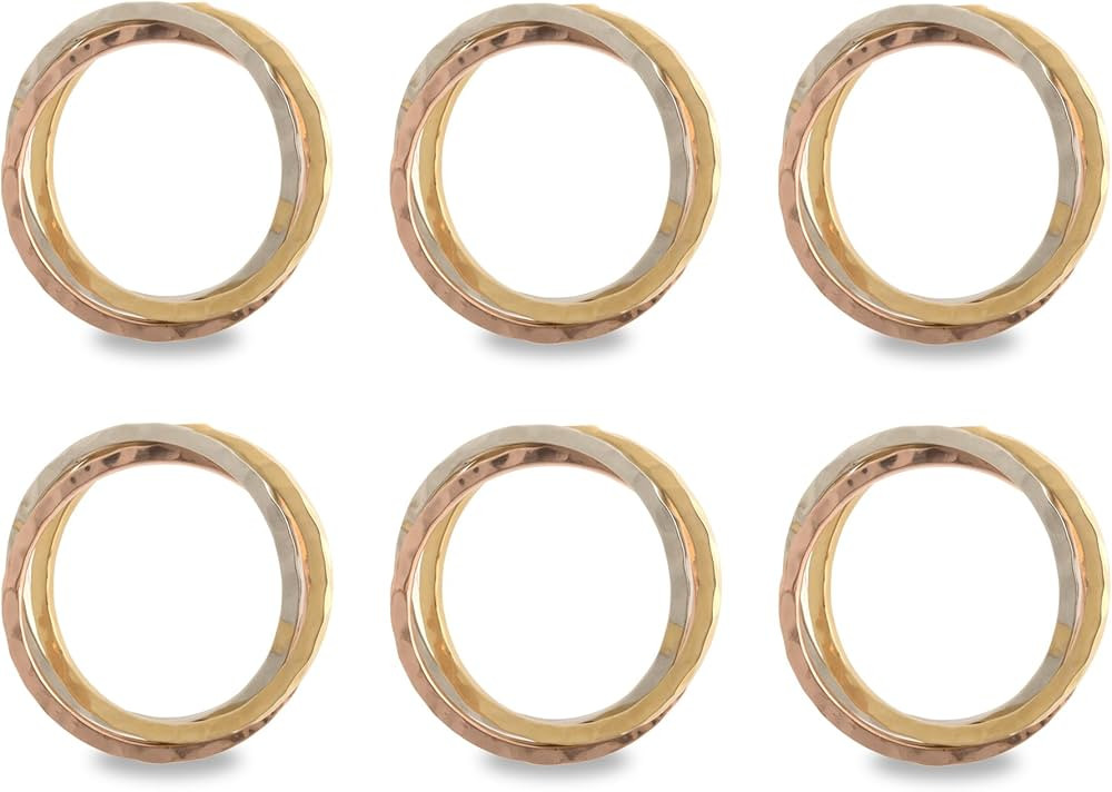 DII Decorative Basic Intertwined Napkin Ring Set, Tri-Color, 6 Count | Amazon (US)