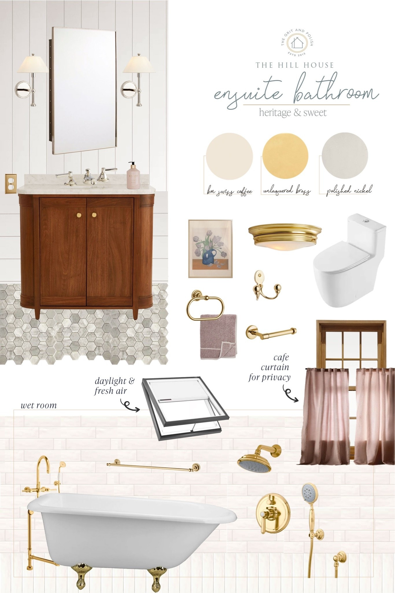 Ensuite bath plans for the Hill House - heritage, classic, and a little sweet!

#LTKHome