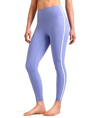 Colorfulkoala Women's Dreamlux No Front Seam High Waist Yoga Leggings with Contrast Trim 25" Inseam(XL, Jacaranda Purple) | Amazon (US)