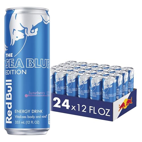Red Bull Sea Blue Edition Energy Drink, Juneberry, with 114mg Caffeine plus Taurine & B Vitamins, 12 Fl Oz, Pack of 24 Cans | Amazon (US)