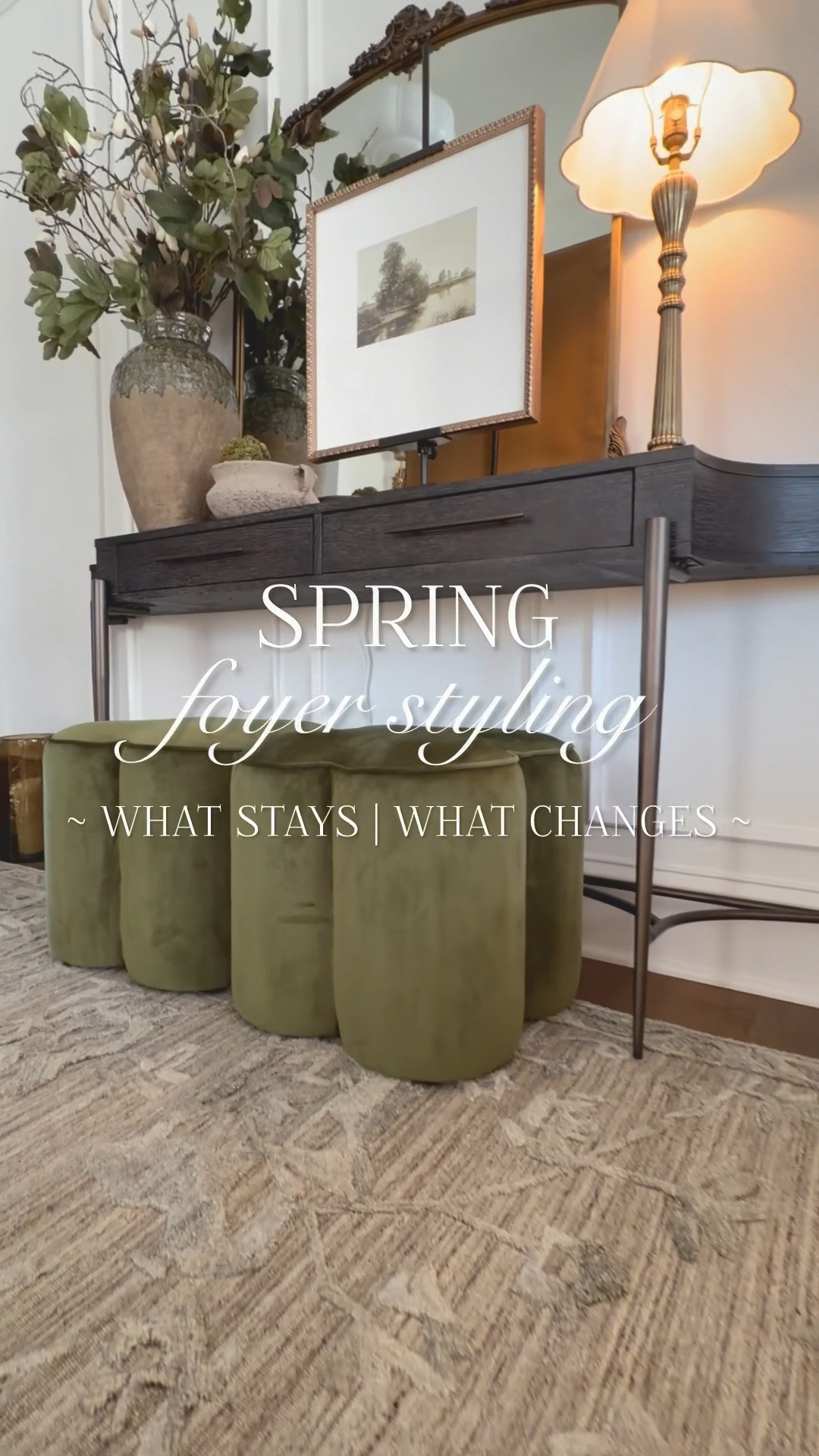 Do you swap items in your home seasonally? I change some items throughout my home, but not everything. 

For example, in my foyer there are some pieces that stay, while others get swapped seasonally. It’s more manageable and doable than changing everything. Common pieces that I change out seasonally are pillows, art, vases/florals, some decor (more often) and rugs (less often). On my built-ins, my grounding pieces stay and I swap or move others seasonally.


#homedecor
#homestyling

#LTKSaleAlert #LTKSeasonal #LTKHome