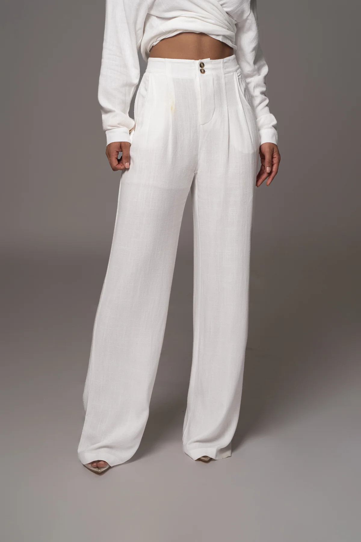 Ivory Thea Linen Pants | JLUXLABEL