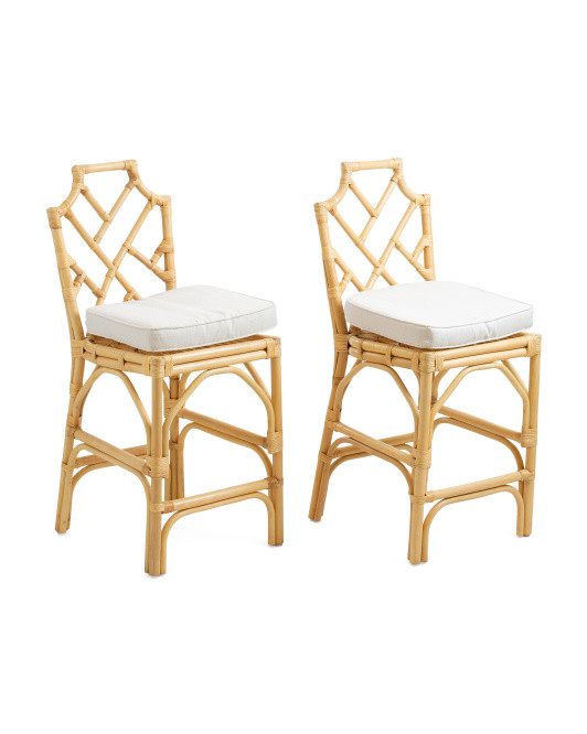 Set Of 2 Bamboo Detail Counter Stools | Marshalls