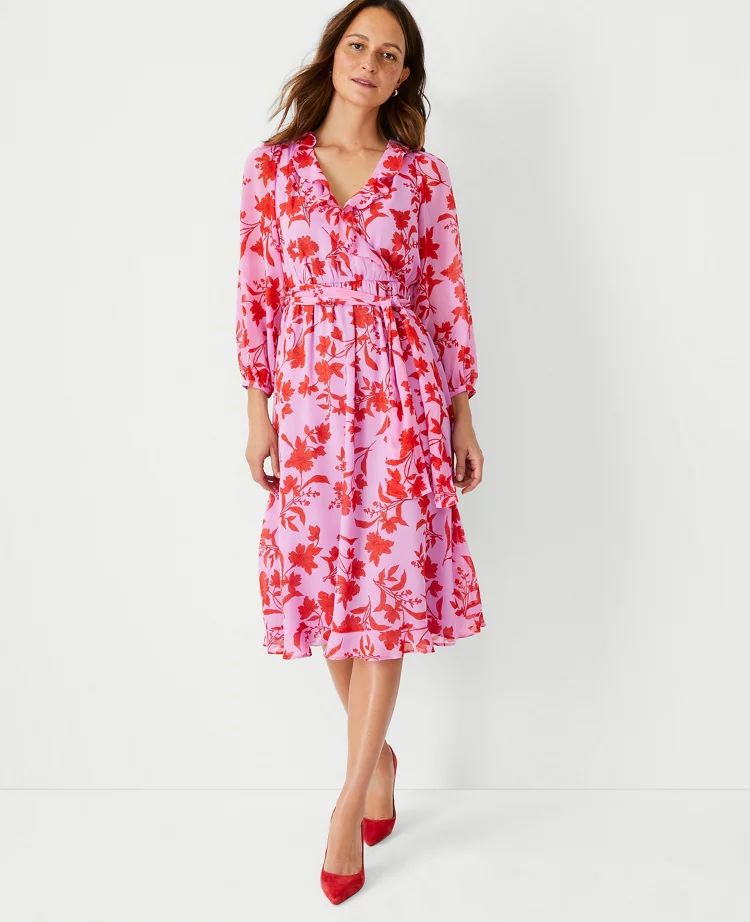 Floral Ruffle Midi Dress | Ann Taylor (US)
