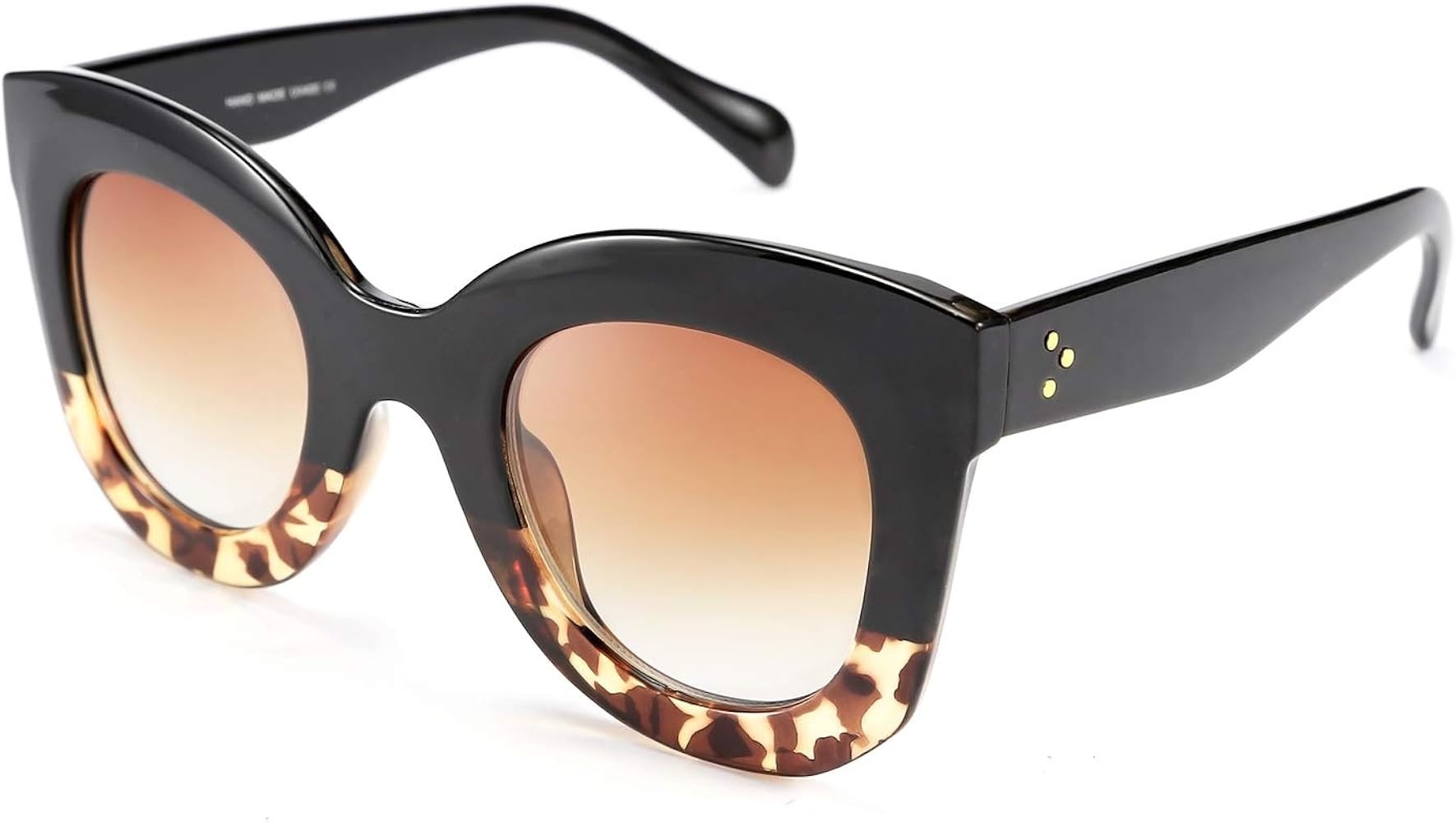 FEISEDY Retro Oversized Square Horn Sunglasses Semi Cat Eye Butterfly Glass Big Thick Bold Frame B25 | Amazon (US)