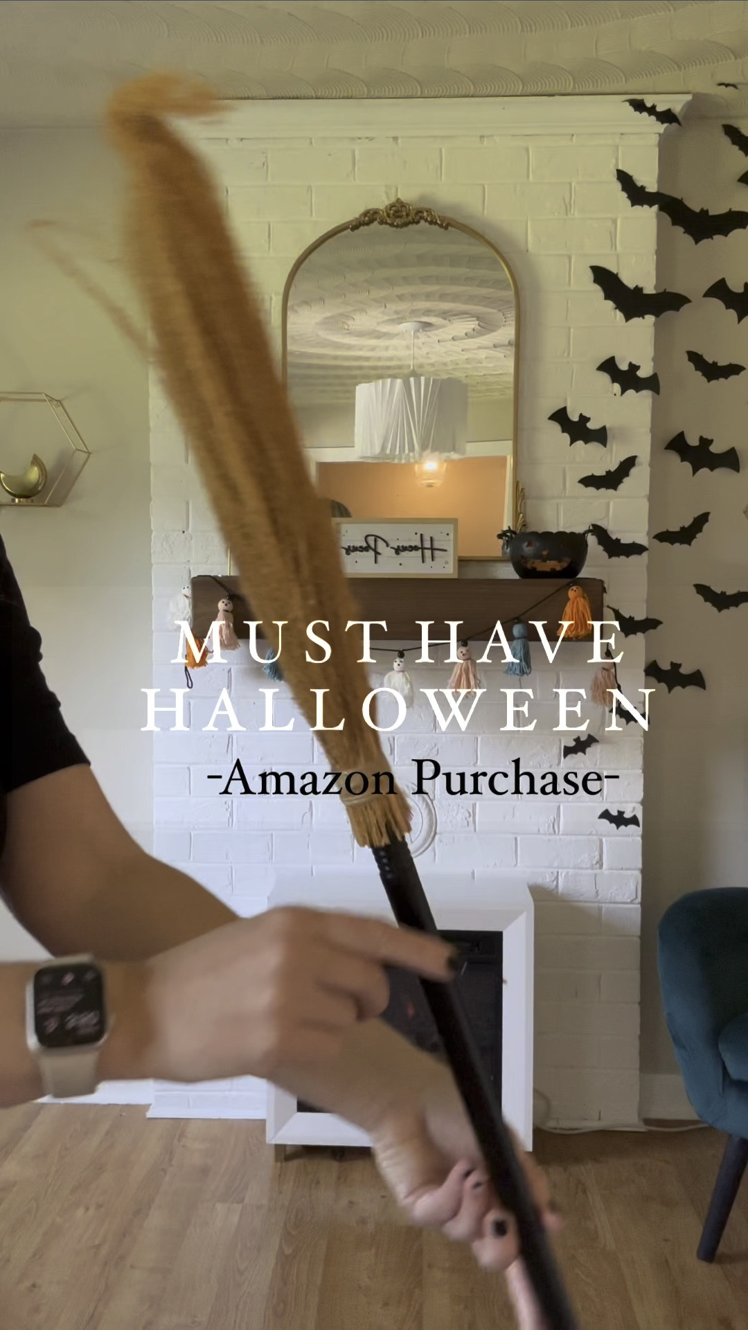 Hanging witch brooms for Halloween decor 

#LTKSeasonal