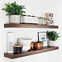Rustic Farmhouse Floating Shelves - Bathroom Wooden Shelves for Wall Mounted - Thick Industrial Kitc | Walmart (US)