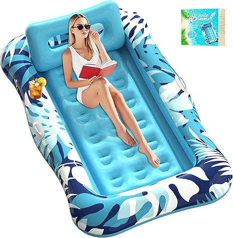 Pool Floats Adult,76" x 48" XL Inflatable Tanning Pool Lounger Float with Pillow,4 in 1 Suntan Tu... | Amazon (US)