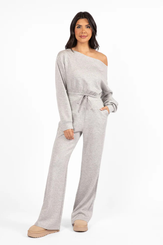 Wear It Out Heather Grey Boat Neck Jumpsuit | Pink Lily