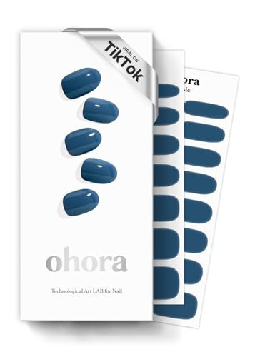 ohora Semi Cured Gel Nail Strips (N Cream Indigo) - Blue, Solid, Works with Any UV/LED Lamps, Salon-Quality, Long Lasting, Easy to Apply & Remove - Includes 2 Prep Pads, Nail File & Wooden Stick | Amazon (US)