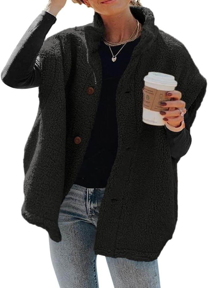 Hongqizo Womens Fuzzy Fleece Vest Casual Oversized Warm Button Down Sherpa Vest Jacket with Pocke... | Amazon (US)