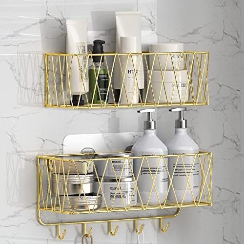Iperlife Adhesive Shower Caddy Basket Shelf, Christmas Gift Bathroom Shampoo Organizer Shelves, K... | Amazon (US)