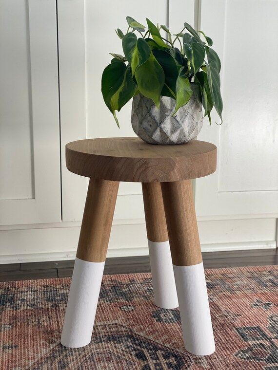 Solid Wood Accent Stool With 2" Diameter Legs | Plant Stand | Accent Table | Wood Stool Side Tabl... | Etsy (US)