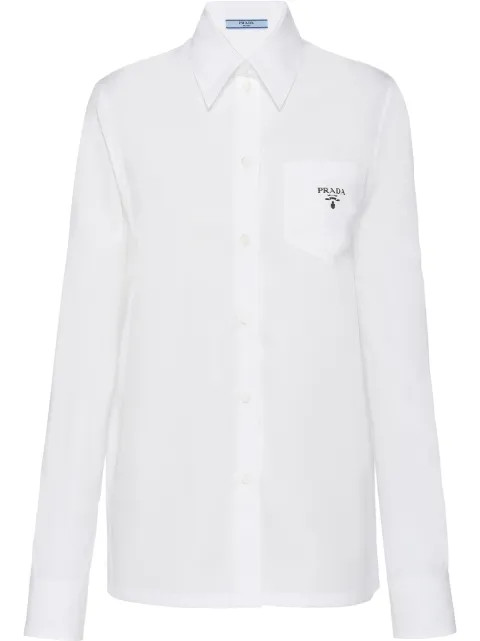 logo-print poplin shirt | Farfetch (US)