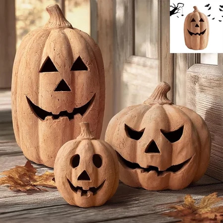 Halloween Handmade Pumpkin,Resin Pumpkin Fall Halloween Decorations Autumn Farmhouse Table Decoration for Home Porch Front Door Mantel Room(A） | Walmart (US)